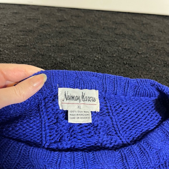 Neiman Marcus Sweater Vintage Mens XL Cable Knit Pullover Silk Noil - Picture 3 of 8